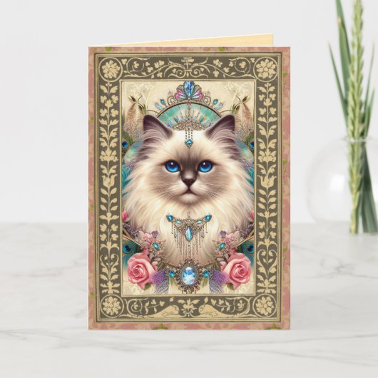 Carte photo personnalisable - Ragdoll Chat Anniver (Devant)
