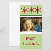 Carte photo personnalisable Red SnowFlakes (Devant / Derrière)