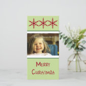 Carte photo personnalisable Red SnowFlakes (Debout devant)