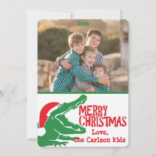 Carte photo personnalisé Alligator Christmas