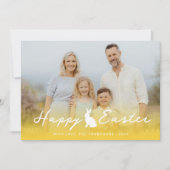Carte Photo personnalisé et dégradé jaune avec lapin de  (Devant)