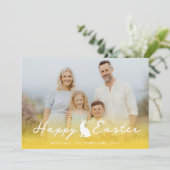 Carte Photo personnalisé et dégradé jaune avec lapin de  (Debout devant)