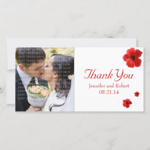 Carte photo personnalisé Merci Hibiscus rouge
