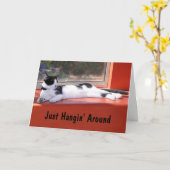 Carte Photo personnalisé Pensées pour toi Chat noir et b (Fleur jaune)