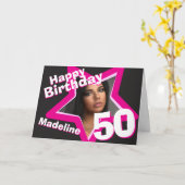 carte photo personnalisé rose 50e anniversaire (Fleur jaune)