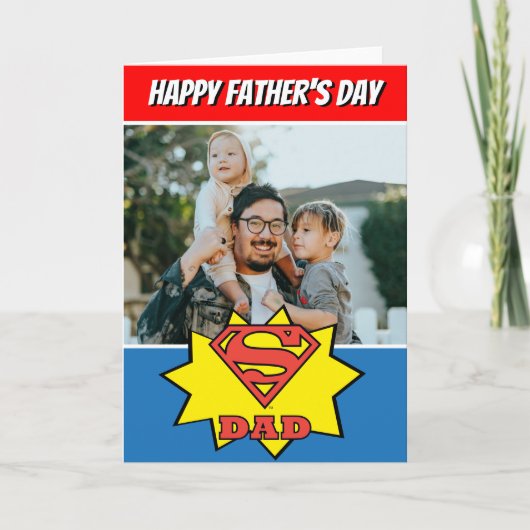 Carte photo personnalisé Super Papa (Devant)