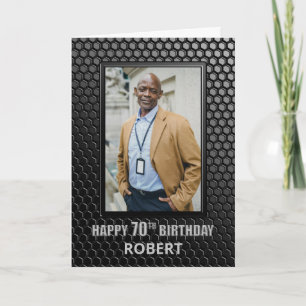 Carte Photo personnalisée Black moderne 70e anniversaire