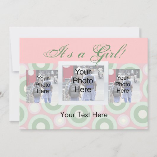 Carte photo personnalisée, C'est une fille (Devant)