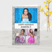 Carte Photo personnalisée Collage Nom Parties scintillan (Fleur jaune)