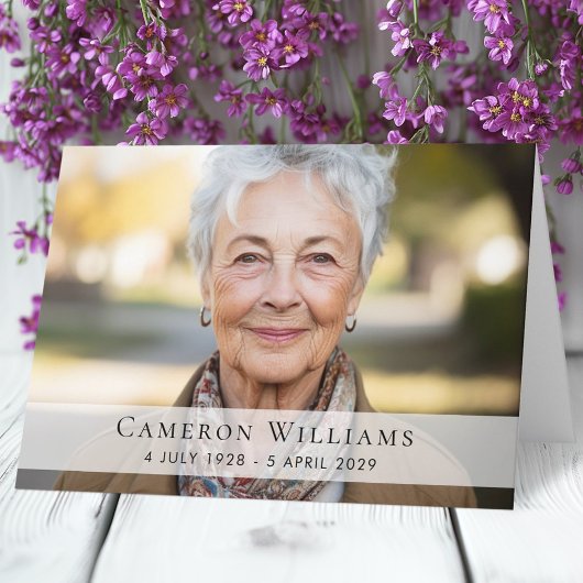 Carte Photo personnalisée compassion deuil merci plié