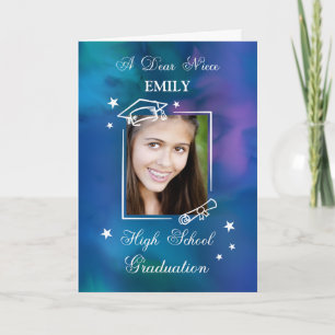 Carte Photo personnalisée de la nièce et nom Graduation