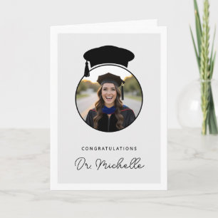 Carte Photo personnalisée diplôme de doctorat PhD modern