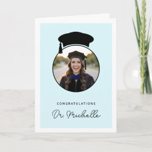 Carte Photo personnalisée diplôme de doctorat PhD modern