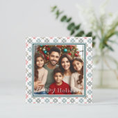 Carte Photo personnalisée, Elégant Poinsettia Holiday (Debout devant)