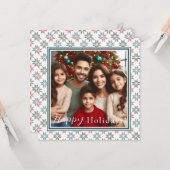 Carte Photo personnalisée, Elégant Poinsettia Holiday (Devant/Arrière en situation)