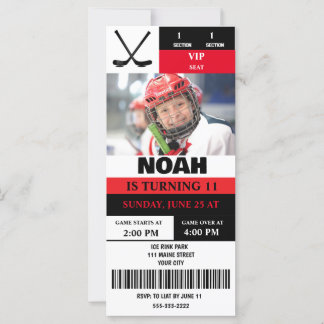Carte Photo personnalisée Hockey Billet Anniversaire