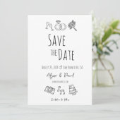 Carte Photo personnalisée Main dessinée Minimal noir bla (Debout devant)