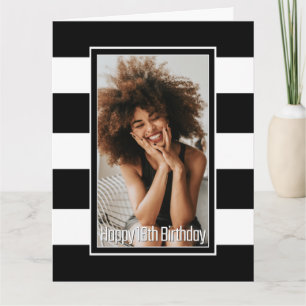 Carte Photo personnalisée Noir Blanc rayé 18e anniversai