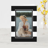 Carte Photo personnalisée rayée 70e anniversaire (Fleur jaune)