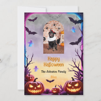Carte Photo personnalisée Retro Happy Halloween Salutati
