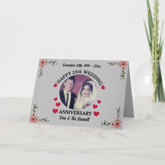 Carte Photo personnalisée Salutation du 25e anniversaire (Devant)