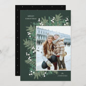 Carte photo plat à feuillage persistant de Noël (Devant / Derrière)