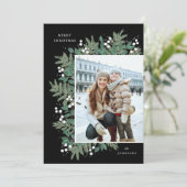 Carte photo plat à feuillage persistant de Noël (Debout devant)