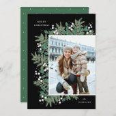 Carte photo plat à feuillage persistant de Noël (Devant / Derrière)