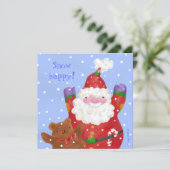 carte photo plat père Noël et Teddy Xmas (Debout devant)