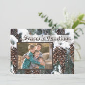 Carte Photo Plate à Cônes de Pin d'Hiver (Debout devant)