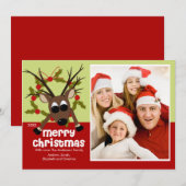 Carte Photo Plate de Noël Fun Reindeer Drôle (Devant / Derrière)