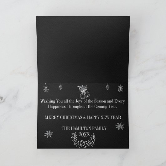 Carte photo plié Noël en tableau noir (Intérieur)
