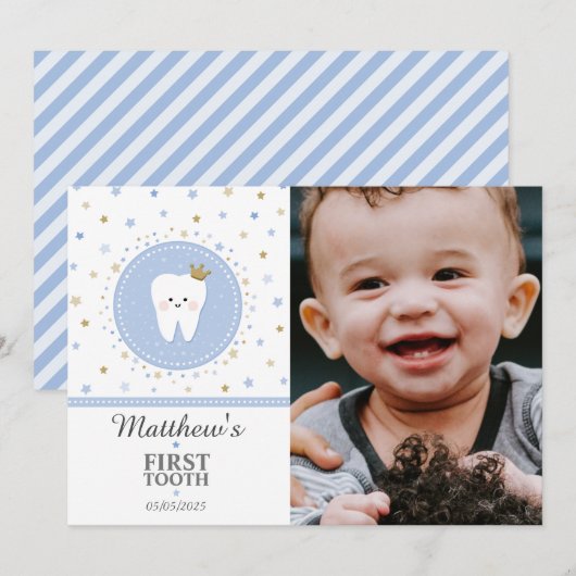 Carte photo pour bébé de première dent personnalis (Devant / Derrière)