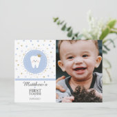 Carte photo pour bébé de première dent personnalis (Debout devant)