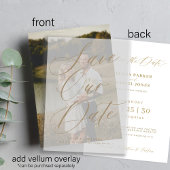 Carte photo pour mariage or vellum enregistrer la 