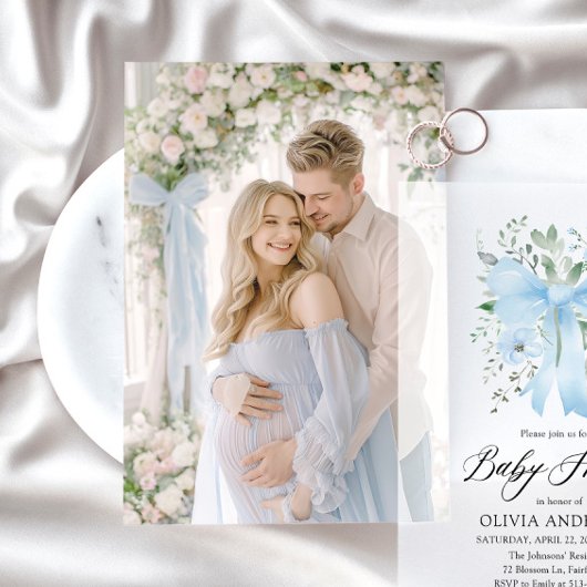 Carte photo pour Vellum Baby shower Invitation
