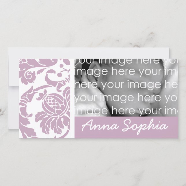 Carte photo pourpre Damask (Devant)