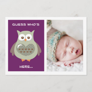 CARTE PHOTO POURPRE MIGNON DE FAIRE-PART DE BÉBÉ