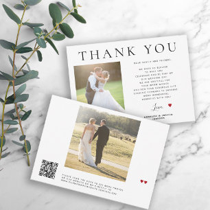 Carte Photo QR code typographie moderne mariage merci