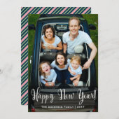 Carte photo rayé du Nouvel An (Devant / Derrière)