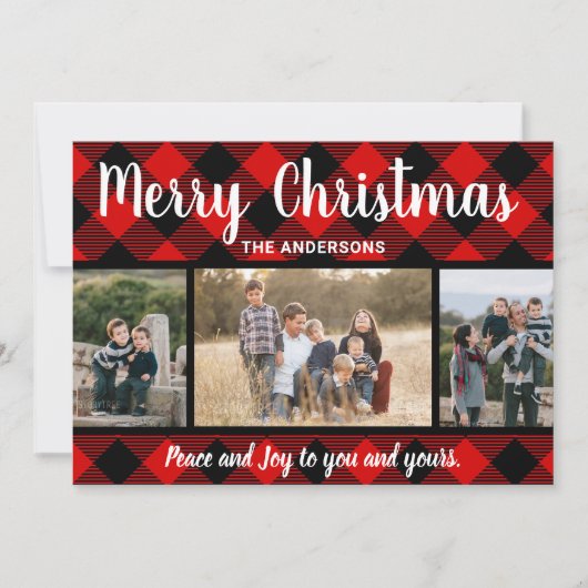 Carte photo Red Buffalo Plaid Christmas (Devant)