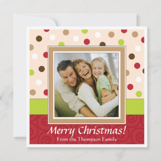 Carte photo Red + Green Happy Dot Christmas