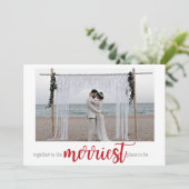 Carte photo Red Merriest Place to Be Christmas (Debout devant)