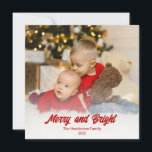 Carte Photo Red Merry et Bright Christmas Card<br><div class="desc">Carte de Noël Red Merry et Bright Photo</div>