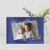 Carte photo religieuse de Noël, Marine Blue Gold (Debout devant)