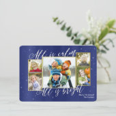 Carte photo religieux de collage de Noël, or bleu (Debout devant)