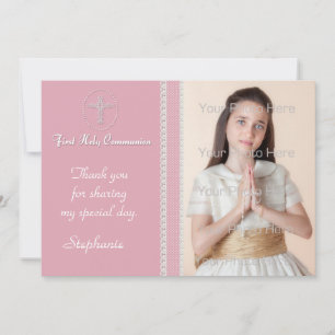 Carte photo religieux de la croix blanche rose