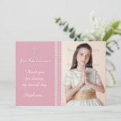 Carte photo religieux de la croix blanche rose (Debout devant)