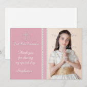 Carte photo religieux de la croix blanche rose (Devant / Derrière)