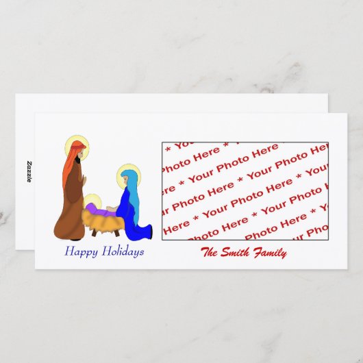 Carte photo religieux de la Nativité de Noël (Devant / Derrière)